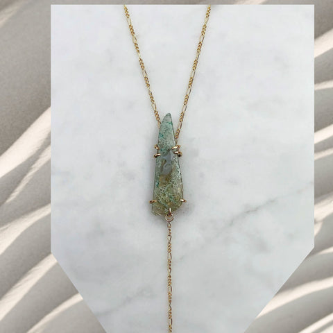Moss Agate Lariat Necklace