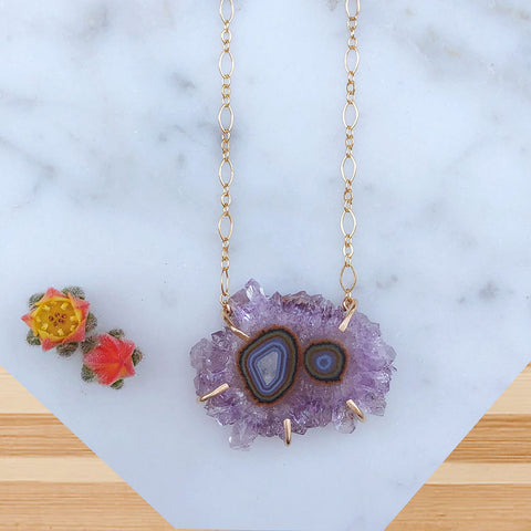 Twin Amethyst Cluster Necklace