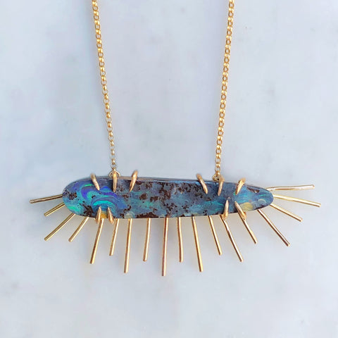 Australian Boulder Opal Necklace [Ocean Sunrise]