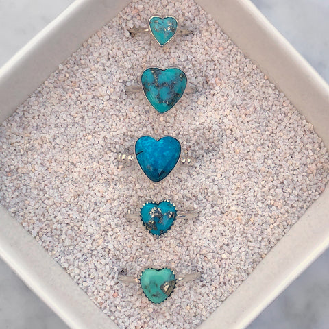 Turquoise Heart Rings [Sterling Silver]