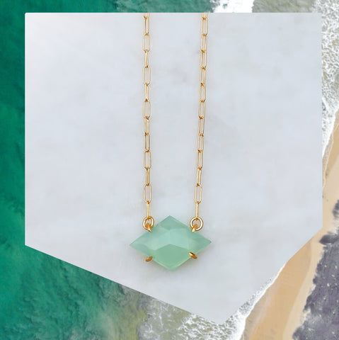 Aqua Chalcedony Necklace [Lion's Gate Portal]